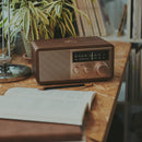 Sangean WR-16SE Radio de gabinete de madera de edición especial 45 aniversario con AM/FM/Bluetooth/entrada auxiliar/carga de teléfono USB (nogal oscuro con oro rosa)