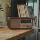 Sangean WR-16SE Radio de gabinete de madera de edición especial 45 aniversario con AM/FM/Bluetooth/entrada auxiliar/carga de teléfono USB (nogal oscuro con oro rosa)