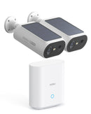 AOSU 4K Solar Security Cameras Wireless Outdoor, Expandable to 16TB (32GB Built-in) HomeCortex Home Security System, AI Face Recognition & Behavior Detection, 2-Cam Kit