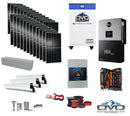 Kit solar completo de 12KW fuera de la red + EG4 18kPV + batería de litio Freedom Series OMO de 32KW 48V + 13.2KW solar con rieles de montaje para techo y cableado