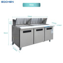 EQCHEN 72 Inch Mega Top Sandwich Prep Table Refrigerator