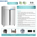 Combinación de frigorífico y congelador comercial, EQCHEN, 122 cm, 2 puertas, combinación de frigorífico y congelador comercial