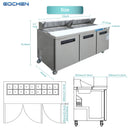 EQCHEN Mesa refrigerada para preparación de sándwiches de 72 pulgadas