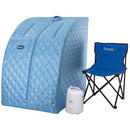 Durasage Health - Sauna de vapor personal portátil y ligera Durasage para relajarse en casa, temporizador de 60 minutos, generador de vapor de 800 vatios, silla incluida - Azul claro