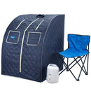 Durasage Health - Sauna de vapor personal portátil de gran tamaño Durasage para relajarse en casa, temporizador de 60 minutos, generador de vapor de 800 vatios, silla incluida - Azul satinado