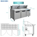 72 inch Salad Sandwich Prep Table Refrigerator, Mega Top, Stainless Steel Food Prep Cooler