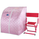 Durasage Health - Sauna de interior portátil grande de iones negativos con bajo EMF, silla y reposapiés calefactado incluidos - Rosa claro