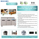 EQCHEN Mesa refrigerada para preparación de sándwiches de 72 pulgadas