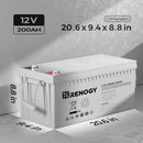 Renogy RNG-BATT-AGM12-200 - Batería AGM de ciclo profundo Renogy de 12 voltios y 200 Ah para aplicaciones de RV, solares, marinas y fuera de la red