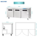 Commercial Undercounter Freezer, EQCHEN 72" Three Door Stainless Steel Lowboy Worktop Freezer 17.7 Cu.ft