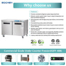 Commercial Undercounter Freezer, EQCHEN 48" Double Door Stainless Steel Lowboy Worktop Freezer 12 Cu.ft