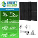 Panel solar monocristalino de 410 vatios (paquete de 4) con soporte de montaje para panel solar