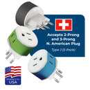Adaptador de viaje para Suiza - 2 en 1 - Tipo J - Diseño compacto (US-11A)