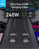 Cable Anker USB-C a USB-C (0,9 m / 1,8 m, 240 W, trenzado reciclado)