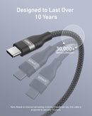 Cable Anker USB-C a USB-C (0,9 m / 1,8 m, 240 W, trenzado reciclado)