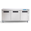 Commercial Undercounter Refrigerator, EQCHEN 72" Three Door Stainless Steel Lowboy Cooler Worktop Fridge 17.7 Cu.ft