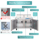 EQCHEN 60" W 2 Door Refrigerator Sandwich & Salad Prep Table Commercial Mega Top Refrigerator