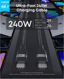 Cable Anker USB-C a USB-C (0,9 m / 1,8 m, 240 W, trenzado reciclado)