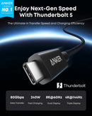 Cable Anker Prime Thunderbolt 5 (0,9 m/0,5 m, 80 Gbps, 240 W)