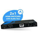 Conmutador HDMI 2x1 8K con extracción de audio y gestión de EDID (BK-21A) 