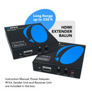 HDMI Extender Balun Over Coaxial Upto 330 Feet - 1080p@60Hz Over 75Ohm RG-6U, Bi-directional IR, Cascadable (CO-EX330-K)