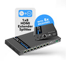 Extensor HDMI 4K 1x8 sobre CAT6/7 individual hasta 70 m - Tecnología ipcolor, ancho de banda de 18 Gbps, IR bidireccional, control RS-232 y EDID avanzado (UHD18-IPC230-K) 