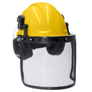 Kit de casco de seguridad estilo gorra con protector facial de malla de hierro y orejeras