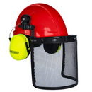 Cap Style Hard Hat with Mountable Lime Earmuffs and Mesh Face Shield