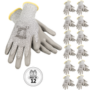 Guantes de trabajo de seguridad resistentes a cortes con palmas de poliuretano sumergidas - Paquete de 12