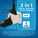 Adaptador de viaje para Australia y China - 2 en 1 - Tipo I - Diseño compacto (DB-16)