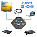 Conmutador HDMI 4K 3x1 de Orei, conmutador HDMI de 3 puertos con alimentación USB para Full 4K x 2K a 60 Hz, HD 1080P y compatibilidad con 3D, HDCP 2.- Hex-301 - Ultracompacto 