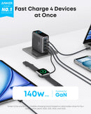 Cargador Anker (140W, 4 puertos, PD 3.1) con cable USB-C