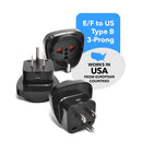 Adaptador de enchufe con conexión a tierra OREI GP-95 Schuko de Europa a EE. UU. (paquete de 3) 