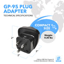 Adaptador de enchufe con conexión a tierra OREI GP-95 Schuko de Europa a EE. UU. (paquete de 3) 