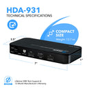 Dual HDMI eARC Audio Extractor 4K@60Hz with Optical Port & 3.5mm jack, 18Gbps bandwidth (HDA-931)
