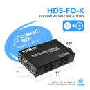 4K HDMI Extender Balun Over Fiber Optics Cable up to 1Km (3300 Feet), Supports IR, RS-232 (HDS-FO-K)