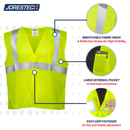 Chaleco de seguridad de malla de alta visibilidad con bandas reflectantes de 2" y bolsillo