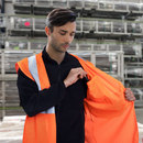 Chaleco de seguridad de malla de alta visibilidad con bandas reflectantes de 2" y bolsillo