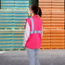 Chaleco de seguridad de malla de alta visibilidad con bandas reflectantes de 2" y bolsillo