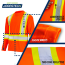 Camiseta de seguridad de manga larga de alta visibilidad bicolor reflectante con espalda en X