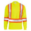 Camiseta de seguridad de manga larga de alta visibilidad bicolor reflectante con espalda en X