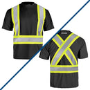 Camisa de seguridad de alta visibilidad con cinta reflectante en forma de X, dos tonos y bolsillo