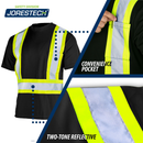 Camisa de seguridad de alta visibilidad con cinta reflectante en forma de X, dos tonos y bolsillo