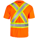 Camisa de seguridad de alta visibilidad con cinta reflectante en forma de X, dos tonos y bolsillo
