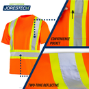 Camisa de seguridad de alta visibilidad con cinta reflectante en forma de X, dos tonos y bolsillo