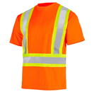 Camisa de seguridad de alta visibilidad con cinta reflectante en forma de X, dos tonos y bolsillo
