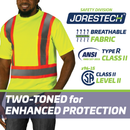 Camisa de seguridad de alta visibilidad con cinta reflectante en forma de X, dos tonos y bolsillo