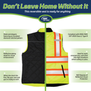 Hi-Vis Two Tone Reversible Insulated Safety Vest with Reflective Strips