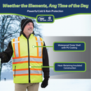 Chaleco de seguridad reversible Hi-Vis con aislamiento, espalda en X y bandas reflectantes