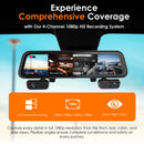 Rexing M4 CÁMARA DASH DE ESPEJO DE 4 CANALES Cámara Dash de espejo con pantalla táctil de 12", 1080p con GPS